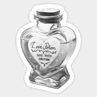 Sepia Alchemy Love elixir potion - monochrome heart bottle Sticker